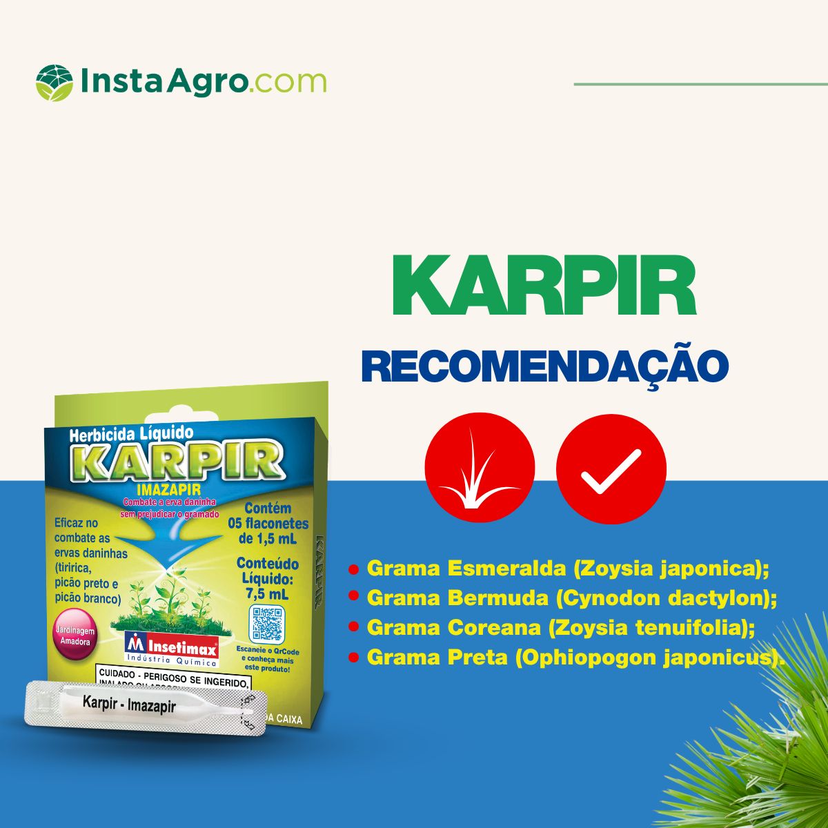 Herbicida Seletivo Para Gramados Karpir Insetimax - 7.5ml